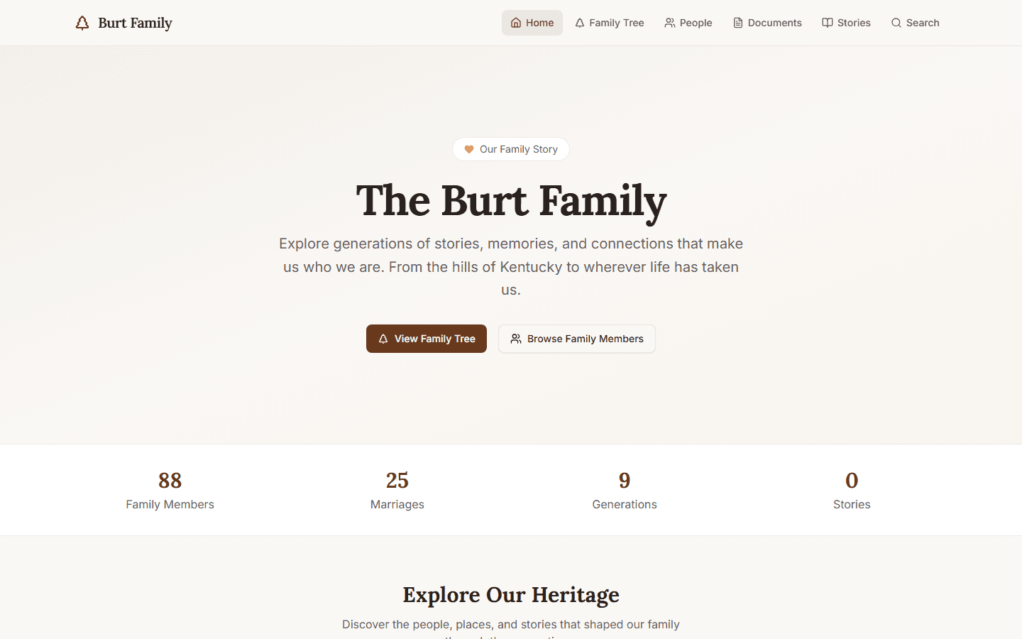 Screenshot of Burt Family (Client Project)