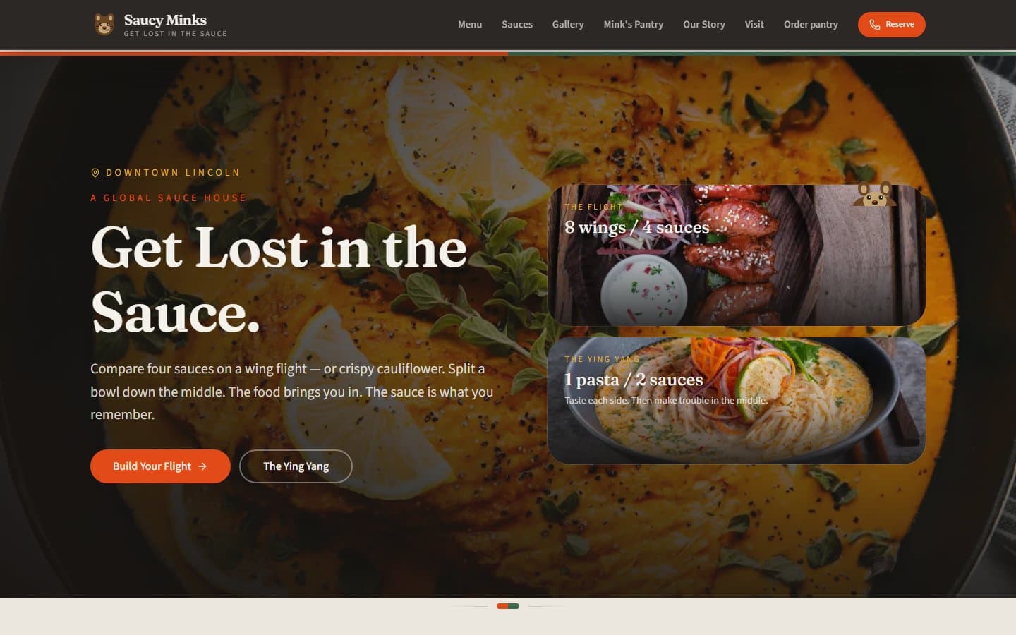 Screenshot of Saucy Minks (Client Project)