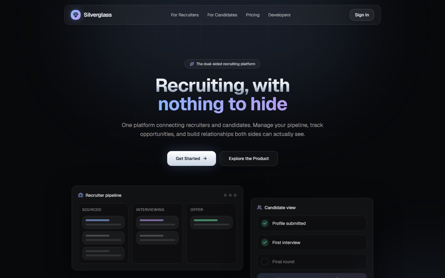 Screenshot of Silverglass (Internal Product)