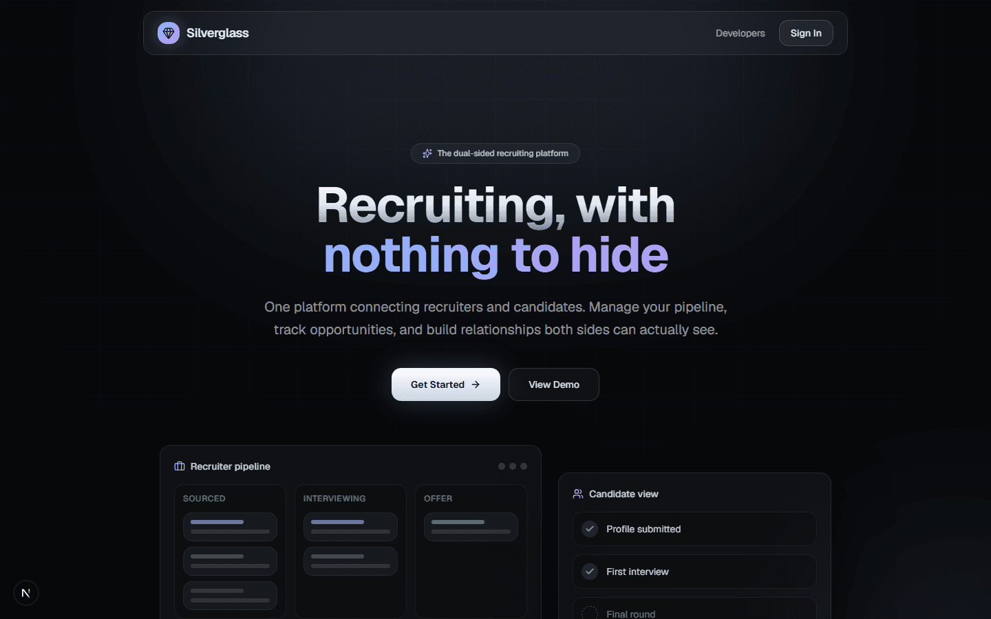 Screenshot of Silverglass (Internal Product)